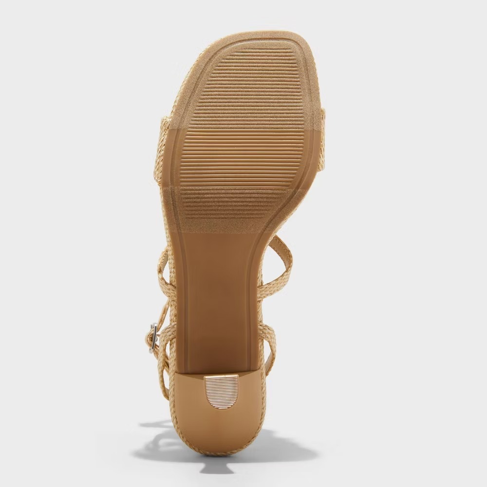 Women's Esme‎ Floral Knit Kitten Heels - A New Day Tan Size 7 - Picture 2 of 6